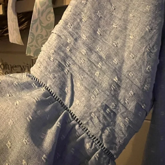 Ruby Rd. Soft Blue Ruffle Sleeve Blouse - Picture 3 of 11